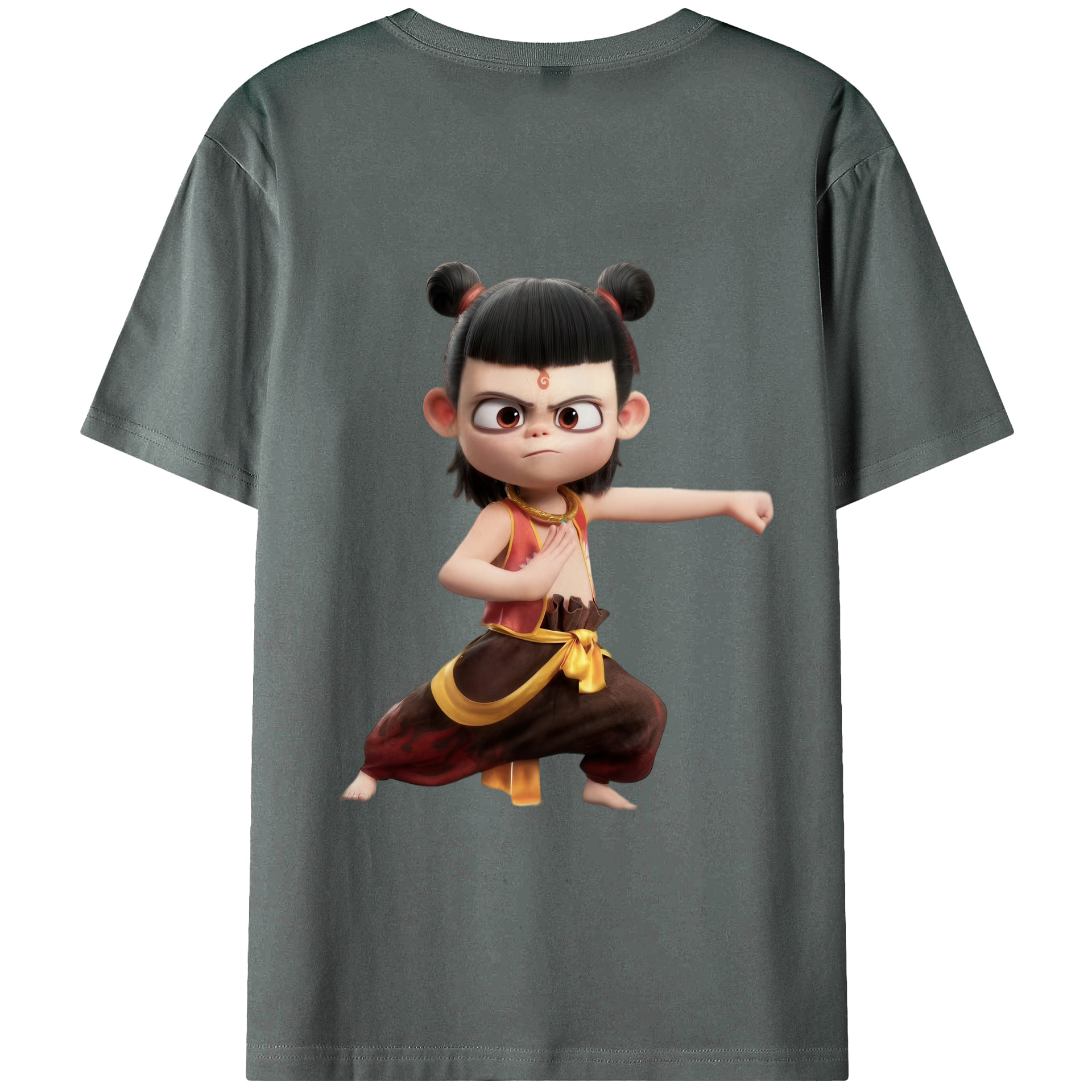 （画像用） Ne Zha 2 ナタ 魔童の大暴れ 綿100％ メンズ半袖Tシャツ（バックプリント） 通気性